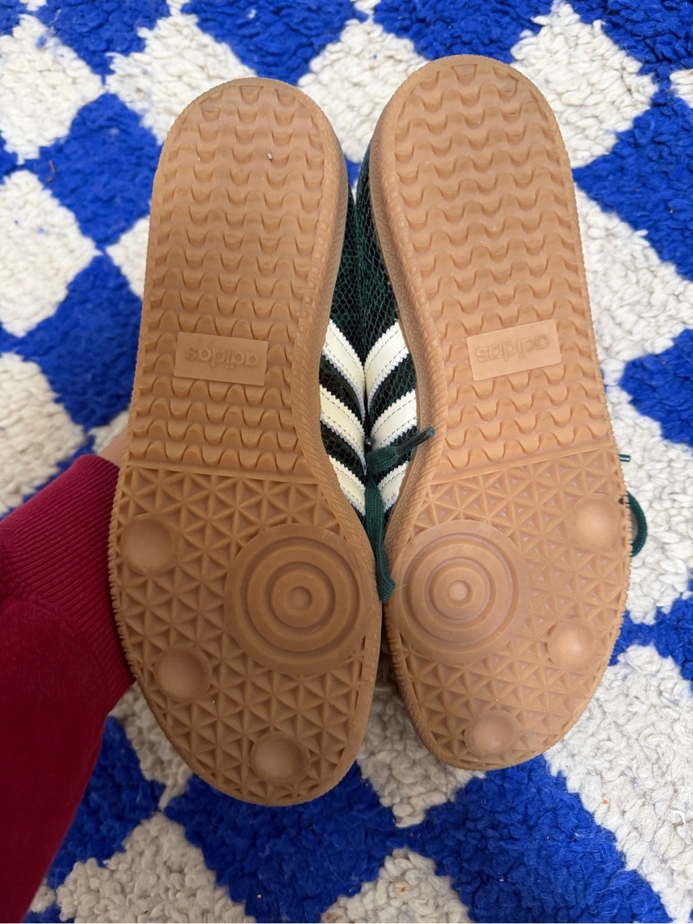 adidas Samba Sneakers in Dark Green Snake Print with Cream Stripes - Picture 6 of 7